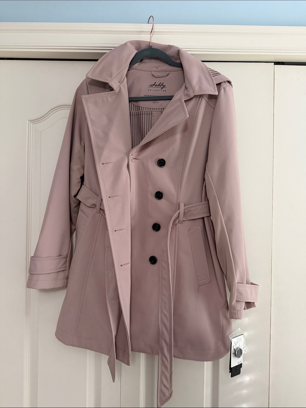 SABBY Collection Women's Blush Trench Coat — Double-Breasted Tie Waist
